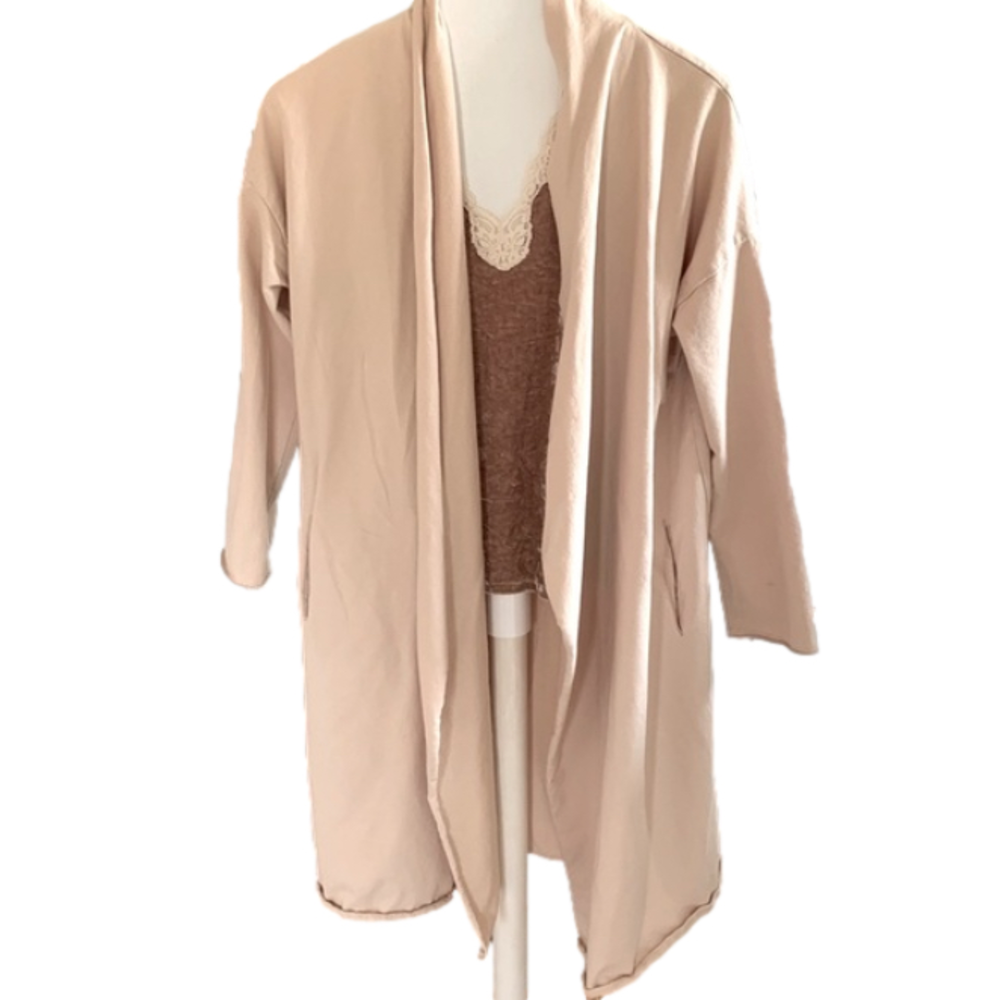 Listicle Long Cream Beige Cardigan